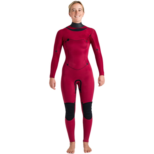 2026 C-Skins Womens Nuwave Solace 5/4/3mm Chest Zip Wetsuit CSO54WC - Black / Forest Green / Mulberry